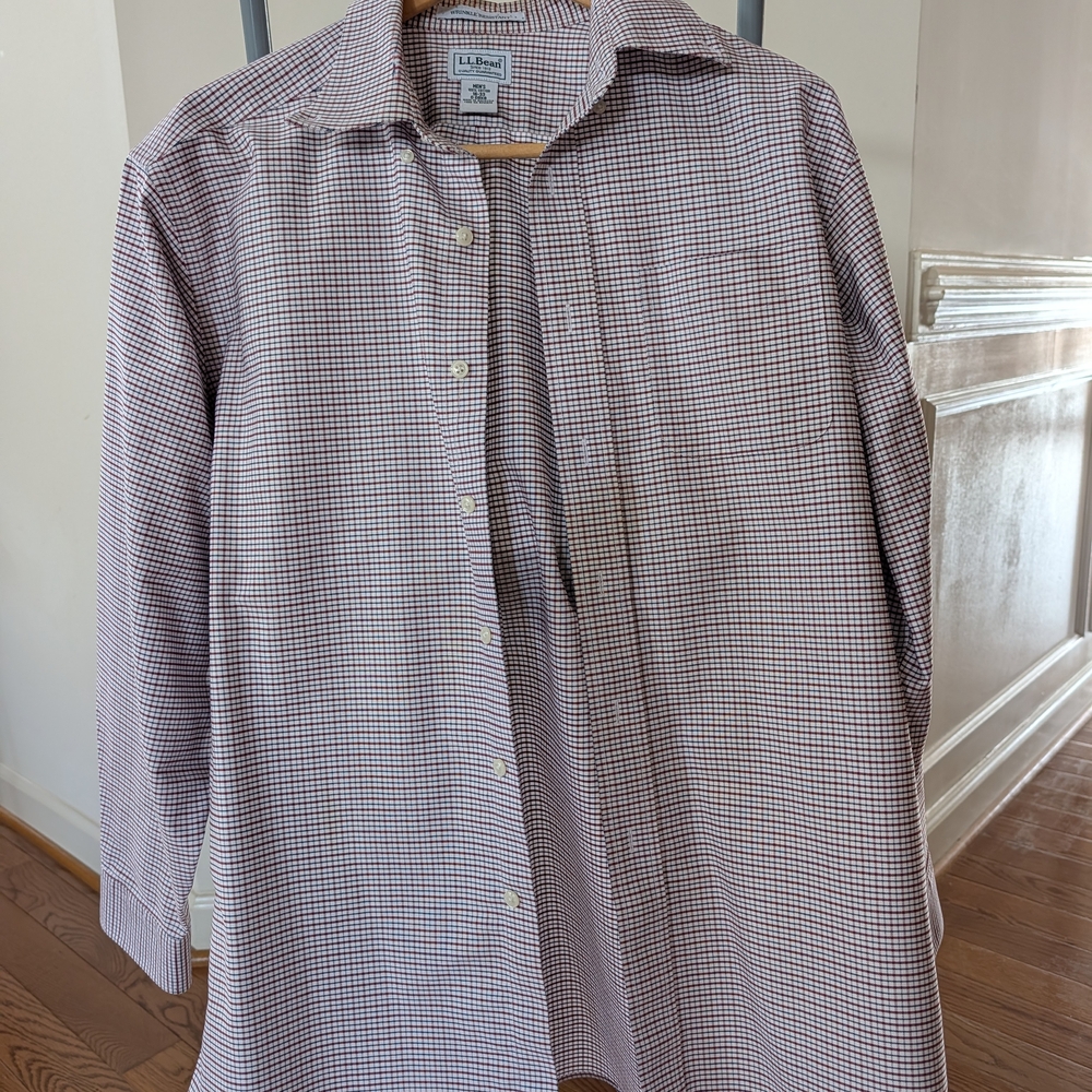 L.L. Bean Men's Checkered Shirt - Red and White